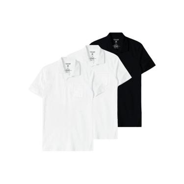 Imagem de Kit com 3 Camisetas Polo Masculina Malwee 1000004429 Branco-Masculino