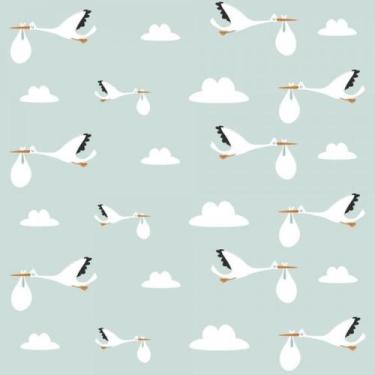 Imagem de Papel De Parede Infantil Cegonha Bebê - Drop de Casa