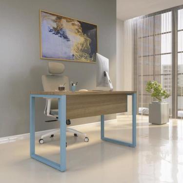Imagem de Escrivaninhas Mesa Escritório X 150cm Industrial Noce Naturalle E Azul
