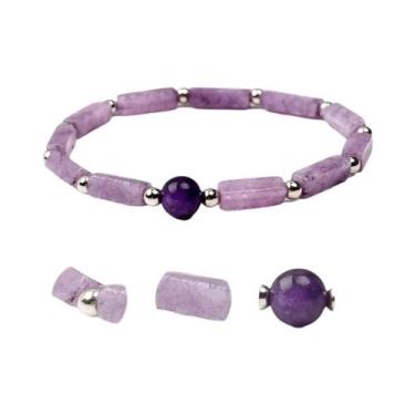 Imagem de Pulseira De Yoga Feminina De Ametista Natural Para Emagrecimento, Pedr
