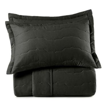 Imagem de Jogo de Colcha King 3 Peças Altenburg Malha Fio Penteado Preto Primiti