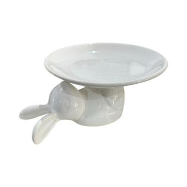Imagem de Boleira Feito de Cerâmica Com Suporte de Coelho Para Doces E Bolos - C