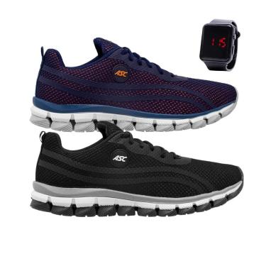 Imagem de Kit 2 Tênis Masculino Esporte para Caminhada Academia Resistente + Relógio-Masculino