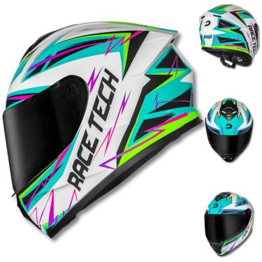 Imagem de Capacete RACE TECH Hit Spark Branco Verde Rosa