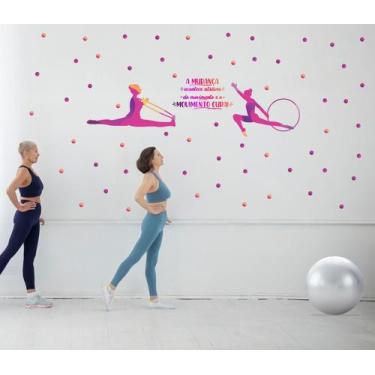 Imagem de Adesivo De Parede Pilates Bolinhas Degradê Colorido Frase Motivacional
