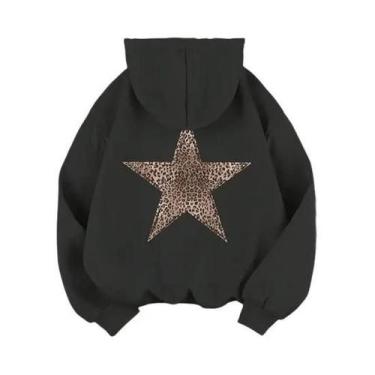 Imagem de Moletom Feminino Com Estampa De Leopardo E Estrelas, Hoodie Gráfico Y2