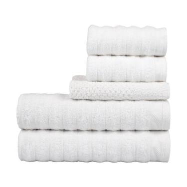 Imagem de Jogo De Toalha Banho 5 Peças 100% Algodão Aura Atlântica, Off White