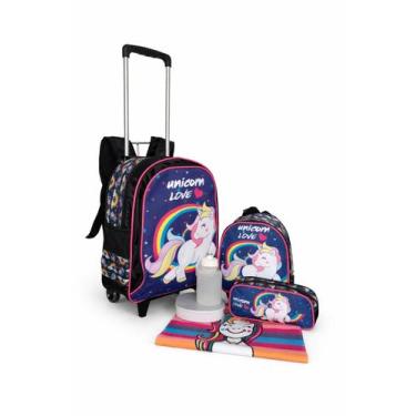 Imagem de Kit Mochila Infantil Unicórnio Feminina Escolar Meninas Aula - Outras 