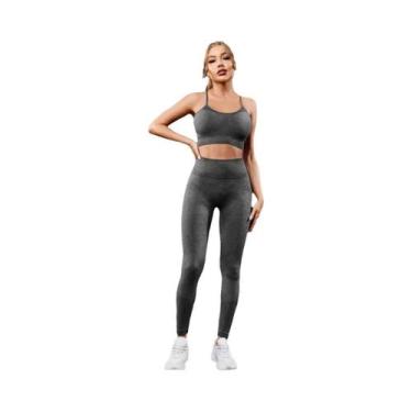 Imagem de Conjunto De Yoga Sem Costura De Cintura Alta Para Mulheres, 2 Peças, R