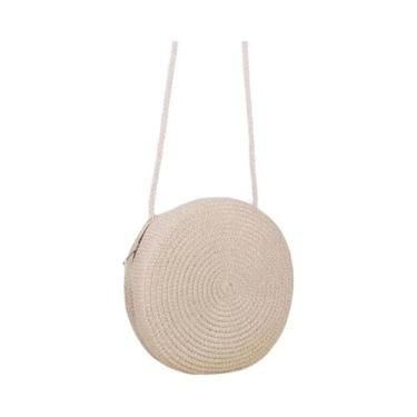 Imagem de Bolsa de Palha Minimalista Redonda - Bolsa Crossbody para Mulheres, Be
