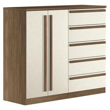 Imagem de Comoda 2 portas 5 gavetas Malaga Gold Jatobá Areia Acetinado - Santos Andirá
