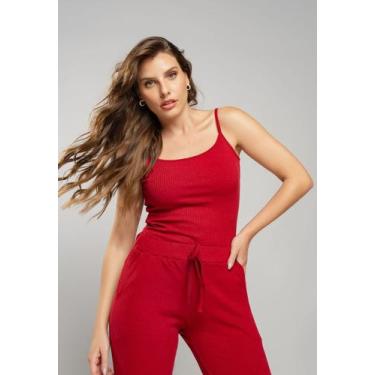 Imagem de Regata Alcinha Malha Canelada Vermelho Salvatore, Vermelho, P
