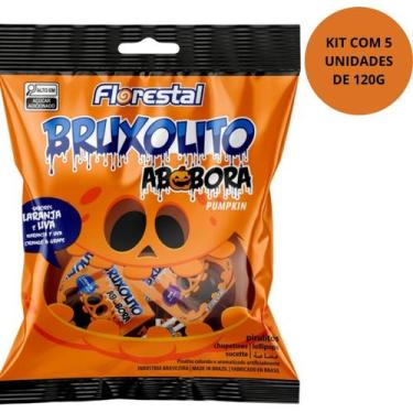 Imagem de Pirulito Bruxolito Abobora Sortido Kit Com 5 Unidades 120G - Florestal
