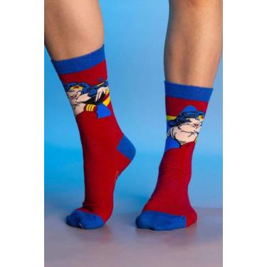 Imagem de Meia Cano Alto DC Comics Mulher Maravilha Estrela, Unico, Única