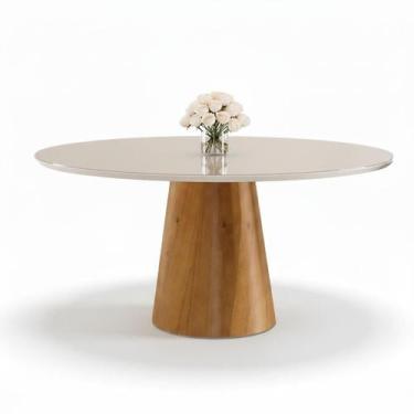 Imagem de Mesa de Jantar Calêndula - Base Cone Madeira Laminada - Tampo Redondo 