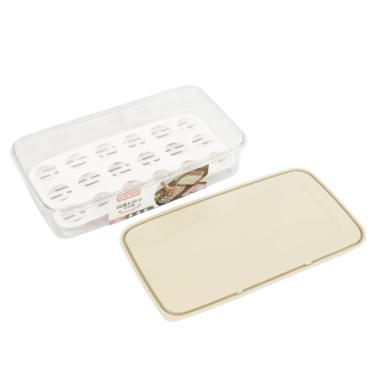 Imagem de Organizador para Ovos Duplo Tampa de Plástico 18 Espaços em Polipropileno Ideal para Geladeira Transparente
