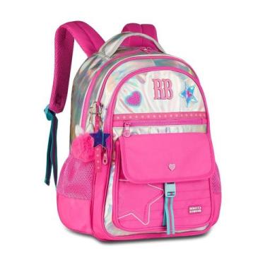 Imagem de Mochila Costas Holográfica Rebecca Bonbon Bolsa Escolar Infantil, Rosa