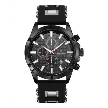 Imagem de Relógio de Pulso Masculino Falcon Black Esportivo Cronógrafo com Pulseira em Couro e Silicone Preto