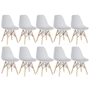 Imagem de Kit 10 cadeiras Charles Eames Eiffel DSW com pés de madeira clara - Ci