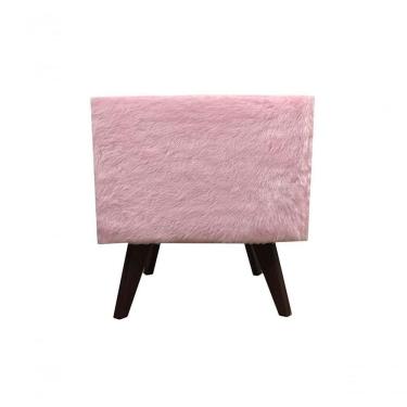 Imagem de Puff Pé Palito Quadrado Não é Segredo Astracan Pelúcia Rosa Pés Marrom 40x45