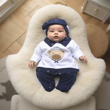 Imagem de Macacão Plush Bebê Menino Bryan Marinheirinho 02 peças, Azul, M,  Teci