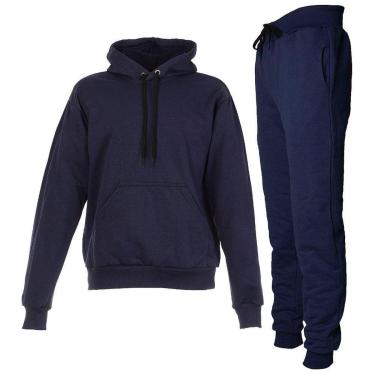 Imagem de Conjunto Moletom Infantil Juvenil Peluciado Azul Marinho-Unissex