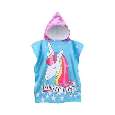 Imagem de Poncho De Banho Com Capuz Para Crianças De 80-120cm, Toalha De Microfi