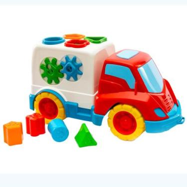 Imagem de Brinquedo Carrinho Didático Bebe Pecas De Encaixar Menino Caminhão Edu