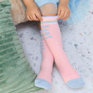 Imagem de Par De Meia Infantil Rosa/Verde/Azul Cano Médio Mon Sucré, P