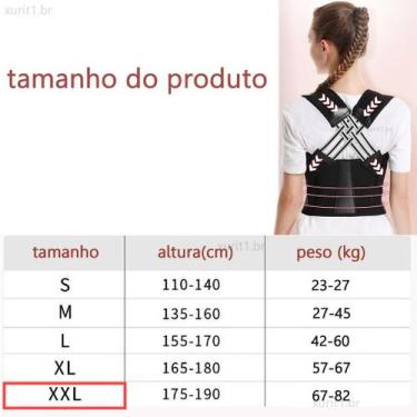 Imagem de Cinta Corretor Postural Magnético Unissex Dor Ajusta Postura Cor:2XL -