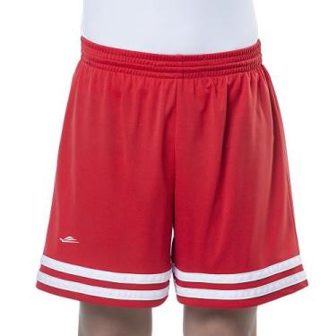 Imagem de Short Futebol Esporte Lazer Listras Elite, Vermelho, Branco, 12