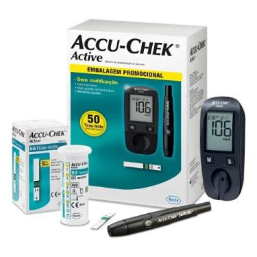 Imagem de Medidor de Glicemia Roche Accu-Chek Active com 50 Tiras