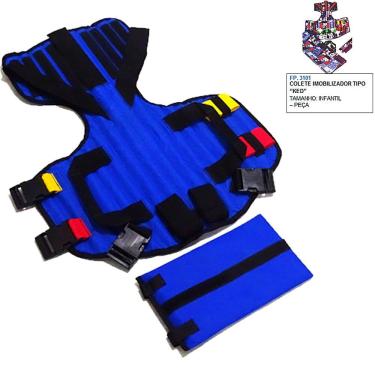 Imagem de Colete para Resgate Infantil Marimar Tipo Ked Imobilizador com Faixas e Colar Cervical Azul Unidade