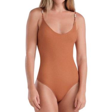 Imagem de Maiô Praia Texturizado She Secagem Rápida Amarrar Microfibra, Laranja,