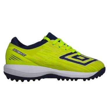 Imagem de Chuteira Society Umbro Ultimate JR Infantil, 36, Limão, Azul