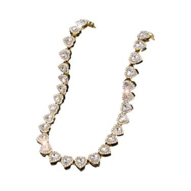 Imagem de Conjunto De Colar E Pulseira De Corrente Estilo Hip Hop Rock Com Coraç