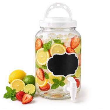 Imagem de Suqueira Dispenser Multiuso com Torneira Plástico Resistente para Bebidas e Produtos de Limpeza Transparente 3,6L