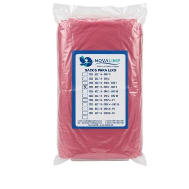 Imagem de Saco de Lixo 200L Plástico Super Reforçado para Uso Comercial com Fundo Solda Estrela Vermelho 100 Unidades