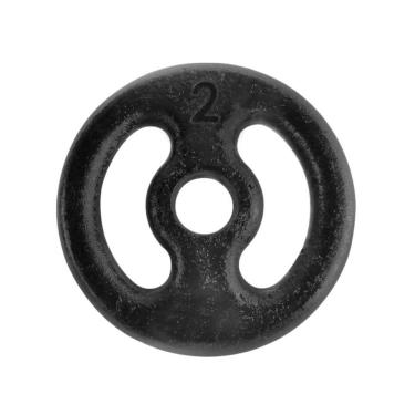 Imagem de Anilha 0.003A Ferro Fundido Pintada com Alça Lateral Pintura Anti-Corrosiva Preto 2KG Anilhas Fitness