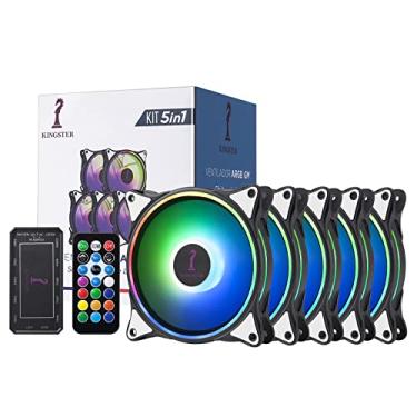 Imagem de KINGSTER 5 Kits de Ventiladores de Gabinete de Computador de 120 mm, Ventiladores de Refrigeração de Computador ARGB, Velocidade do Refrigerador de Computador Colorido Ajustável com