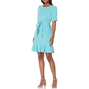 Imagem de Adrianna Papell Vestido feminino de crepe com babado na frente, Tônico turquesa, 46