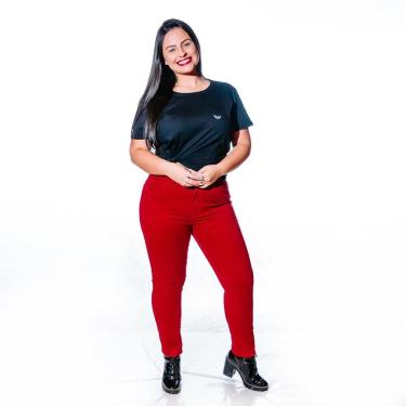 Imagem de Calça Feminina Skinny Conforto Justa Zíper Bolso Dia a Dia