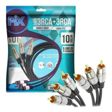 Imagem de Cabo Rca X Rca 10M 10 Metros Av 3+3 Áudio Vídeo Tv Dvd Net