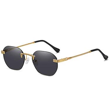 Imagem de Frameless Gold Metal Ladies Sunglasses Rimless Gradient Lens Blue Fashion Sun Glasses For Men UV400 Summer,01 Gold,Black,china