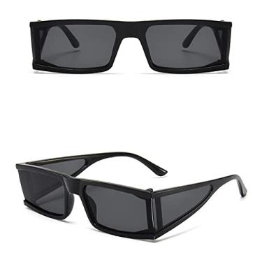 Imagem de Vintage Rectangle Sunglasses Women Designer Retro Punk Sun Glasses Outdoor Small Frame Shades Mirror Oculos De Sol,Black Gray,china