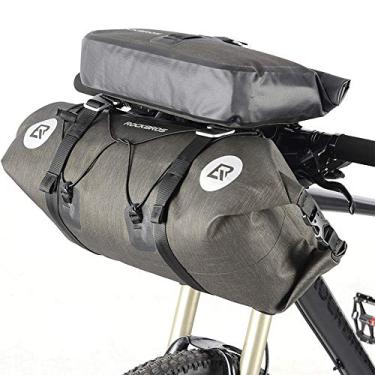 Imagem de AKT Bolsa de bicicleta Super grande capacidade impermeável tubo frontal bolsa de ciclismo MTB guidão estrutura porta-malas acessórios para bicicleta, combo (5L+15L)
