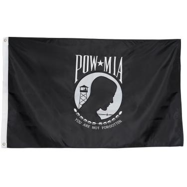 Imagem de Bandeiras de linha frontal POW MIA Bandeira 3x5 | Emblema bordado de nylon de longa duração com extremidade de braguilha com costura quadrupla 100% de garantia | Qualidade premium | Banner militar dos EUA para uso interno ou externo