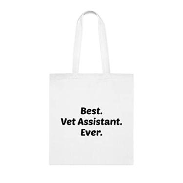 Imagem de Bolsa Tote Vet Assistant, Best Vet Assistant Ever Bag, Presente de assistente veterinário, Presente para assistente veterinário, Bolsa de ombro Vet Assistant, Bolsas reutilizáveis Vet Assistant, Ideia de de Natal, Branco
