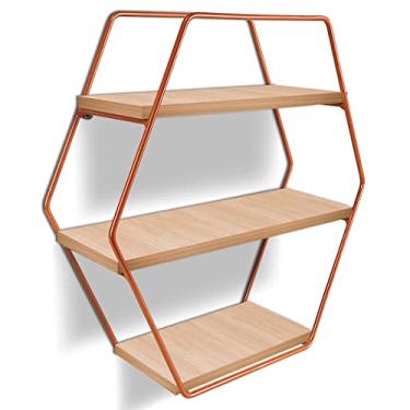 Imagem de Nicho Prateleira Parede Tripla Evale Para Decoração Industrial Cobre/Jade