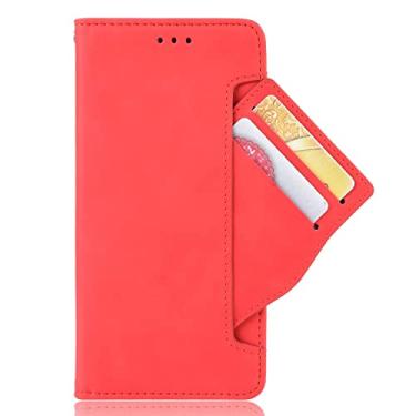 Imagem de BoerHang Capa para Asus ROG Phone 6, capa carteira flip de couro com slot para cartão, couro PU premium, capa de telefone com suporte para Asus ROG Phone 6.(vermelho)